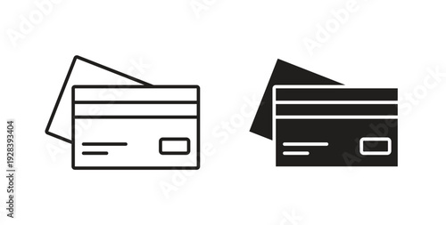 Credit card icon style design pack on white background. Thin line and clipart style