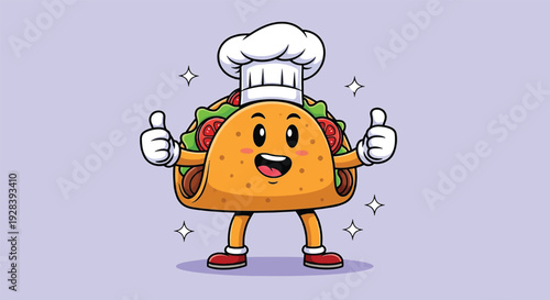Cute Taco Chef Cartoon Character Giving Thumbs Up.