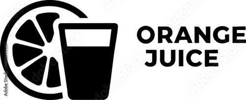 Orange Juice Glass Icon with Citrus Fruit Slice Vector
