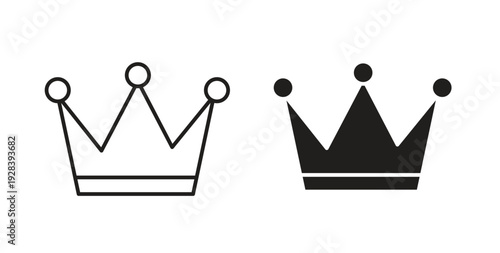 Crown icon style design pack on white background. Thin line and clipart style
