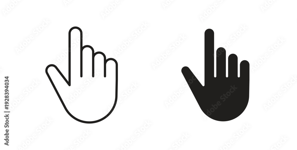 Fototapeta premium Cursor icon style design pack on white background. Thin line and clipart style
