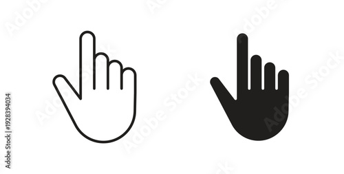 Cursor icon style design pack on white background. Thin line and clipart style