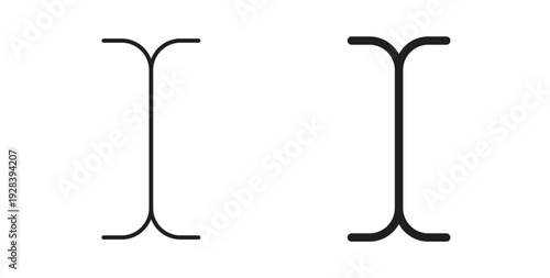 Cursor text icon style design pack on white background. Thin line and clipart style