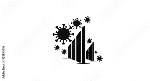 business decline graph with virus icons