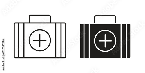 Doctor bag icon style design pack on white background. Thin line and clipart style