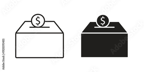 Donate icon style design pack on white background. Thin line and clipart style