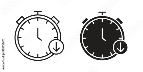 Down time icon style design pack on white background. Thin line and clipart style