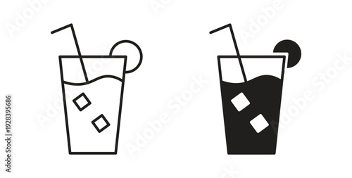 Drink icon style design pack on white background. Thin line and clipart style