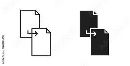 Duplicate icon style design pack on white background. Thin line and clipart style
