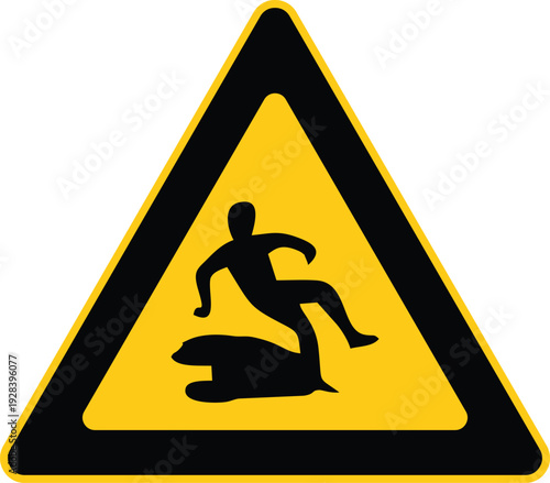 Warning Wet Floor Sign with Slipping Person Symbol
