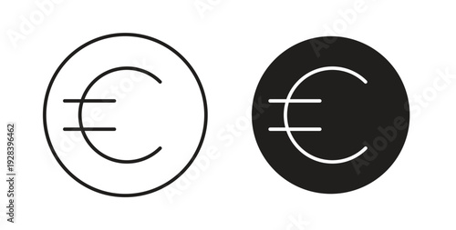 Euro icon style design pack on white background. Thin line and clipart style