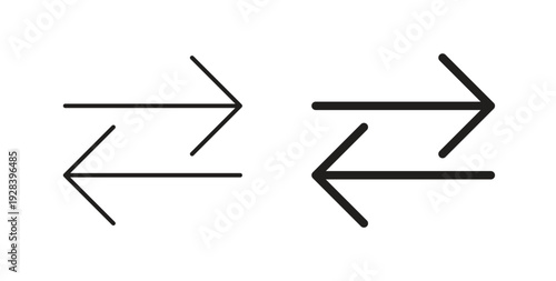 Exchange icon style design pack on white background. Thin line and clipart style