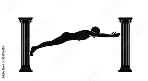 swimmer silhouette jumping between columns fitness motivation