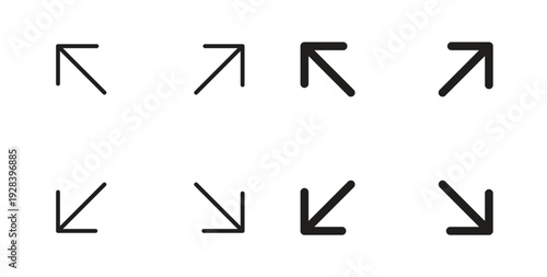 Free Download Expand icon style design pack on white background. Thin line and clipart style - GFXLoad