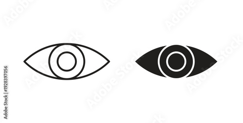 Eye icon style design pack on white background. Thin line and clipart style