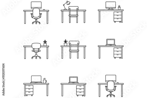 Elegant Black and White Office Workspace – Minimalist Desk Concept