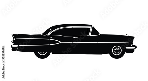Classic american car side view in black a striking silhouette