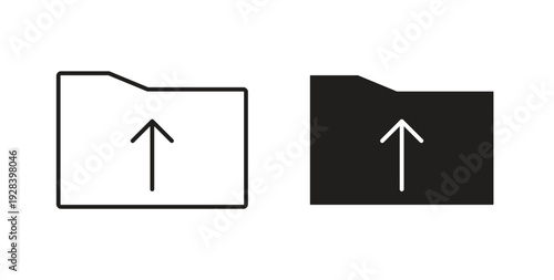 Folder upload icon style design pack on white background. Thin line and clipart style