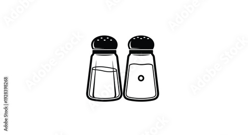 Black and white illustration of salt and pepper shakers silhouette