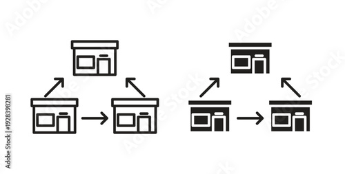 Franchise icon style design pack on white background. Thin line and clipart style