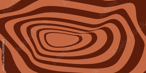 Retro coffee color background. Milk chocolate liquid dessert texture. Wavy swirl candy pattern for poster, cover, banner, pamphlet. Eps 10