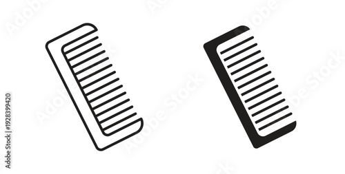 Hair brush icon style design pack on white background. Thin line and clipart style