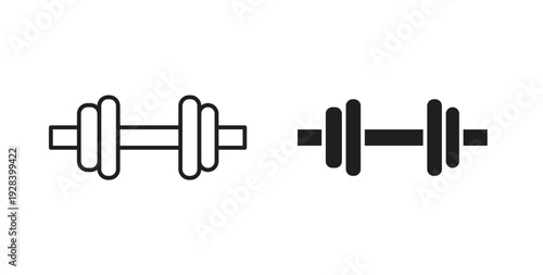Gym icon style design pack on white background. Thin line and clipart style