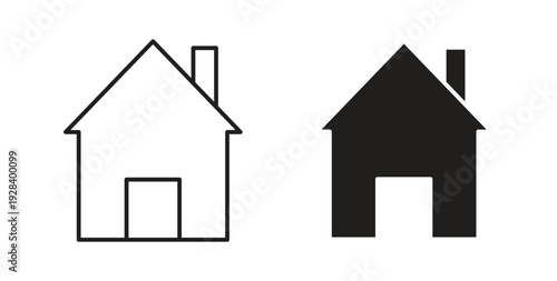 Home icon style design pack on white background. Thin line and clipart style