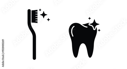Dental hygiene concept featuring a toothbrush and tooth silhouette
