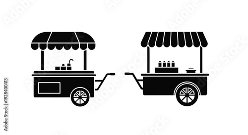 Two black food carts shown in a simple flat silhouette