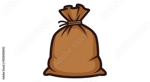 Brown paper trash bag tied.