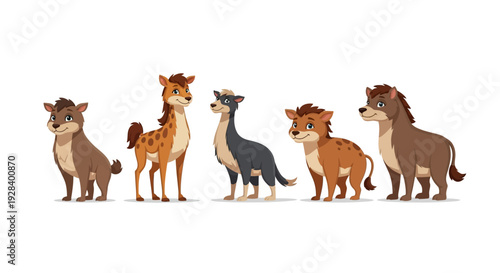 Group of cartoon wolves standing together.