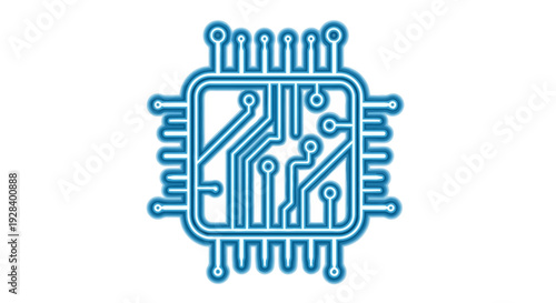 Blue circuit board icon design element.