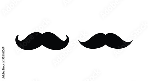 Two black mustaches depicted against a white background silhouette