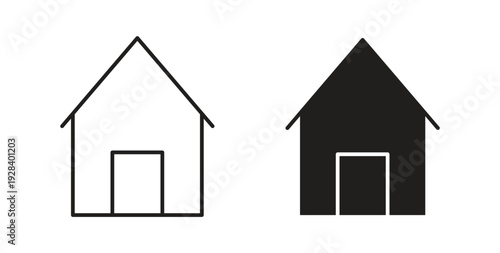 House icon style design pack on white background. Thin line and clipart style