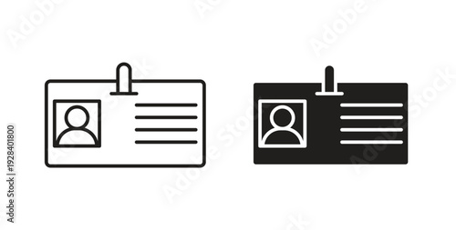 ID badge icon style design pack on white background. Thin line and clipart style