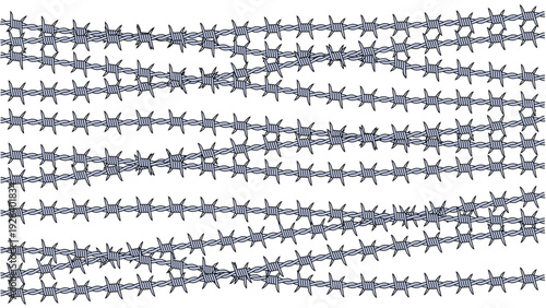 Overlapping Barbed Wire Security Barricade Protection Background Vector Illustration
