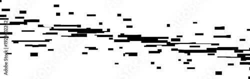 Abstract Black Glitch Texture Pattern, Digital Noise and Distorted Lines Graphic Isolated on White