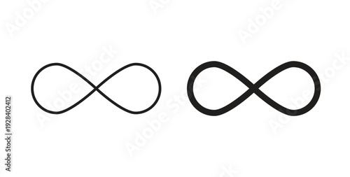 Infinity icon style design pack on white background. Thin line and clipart style