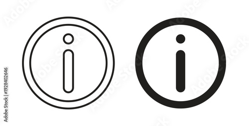 Info icon style design pack on white background. Thin line and clipart style