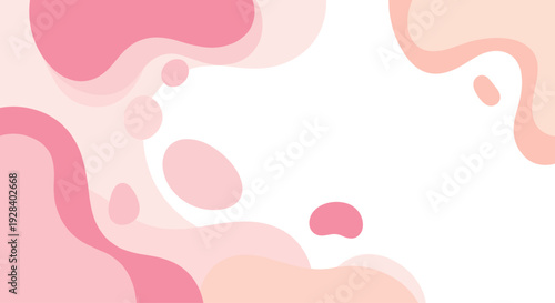 Abstract Pink and Peach Liquid Wave Background, Organic Fluid Flowing Shapes, Flat Illustration