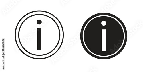 Info icon style design pack on white background. Thin line and clipart style