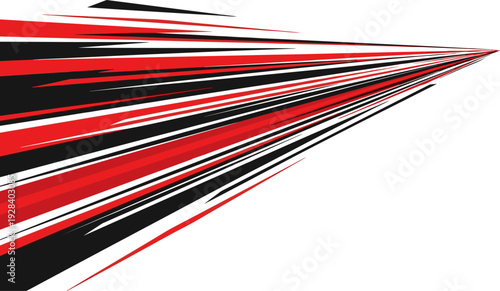 Racing Speed Lines Abstract Background for Car Decal and Wrap Design, Red Black Isolated Flat Art