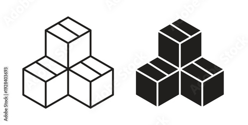 Inventory icon style design pack on white background. Thin line and clipart style