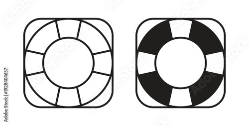 Life buoy icon style design pack on white background. Thin line and clipart style