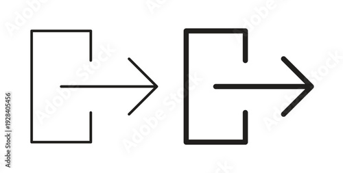 Log out icon style design pack on white background. Thin line and clipart style