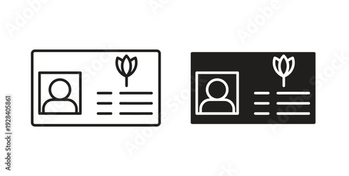 Medical marijuana card icon style design pack on white background. Thin line and clipart style