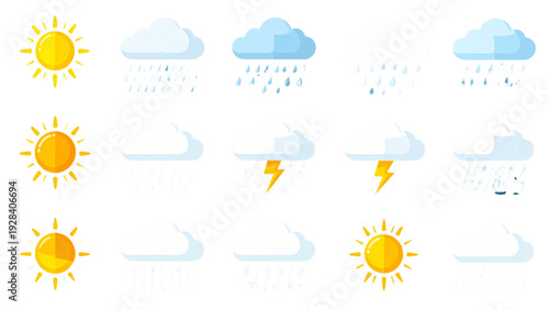 Modern Weather Forecast Symbol Pack for App and Infographic Design