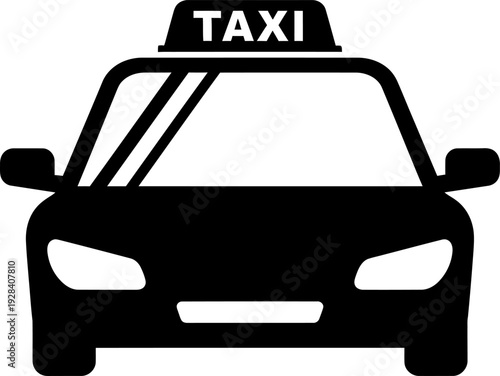 A black silhouette of a taxi cab vehicle