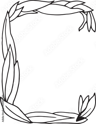 eps Doodle style letter C drawn with tea leaves. Hand drawn black line art, simple sketch, raw tea leaves arranged in shape of C, organic texture, white background